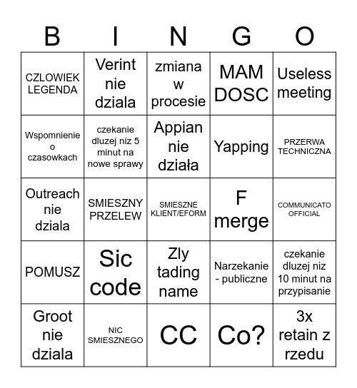 SANUK BING BING Bingo Card