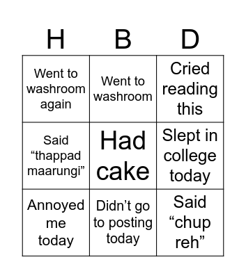 Kashvi Birthday Bingo Card