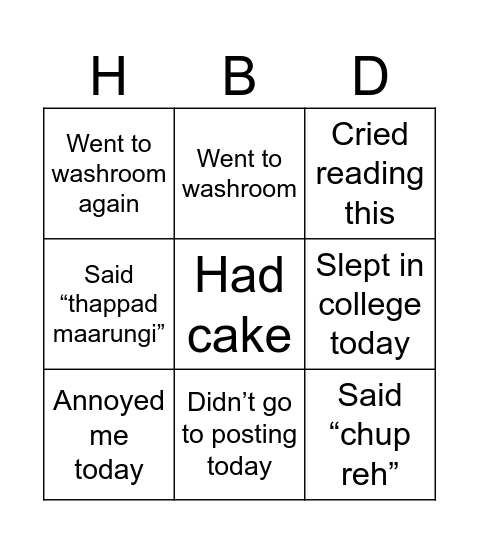 Kashvi Birthday Bingo Card