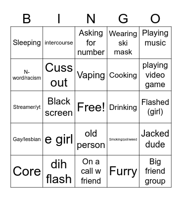 Omegle Bingo Card