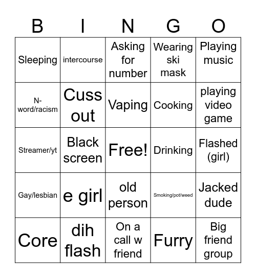 Omegle Bingo Card