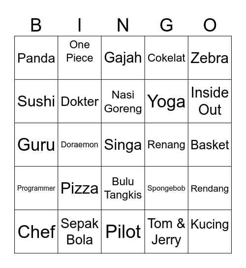 Ilona’s Bingo Card
