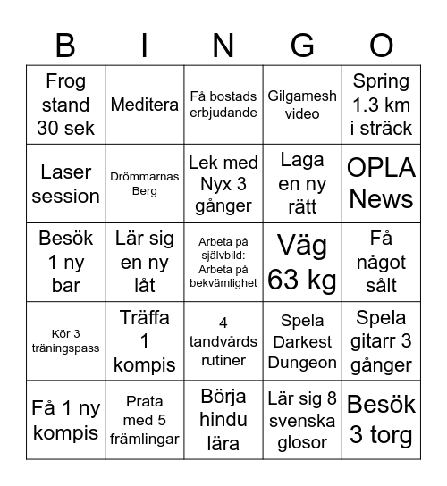 Vecka 30 Bingo Card
