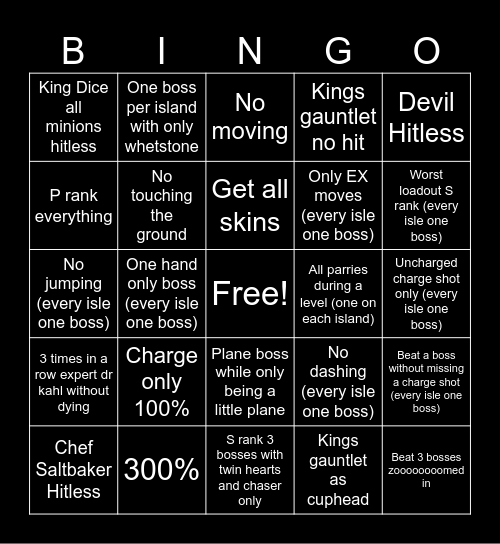 cuphead hella hard Bingo Card