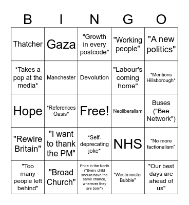 Burnham Bingo Card