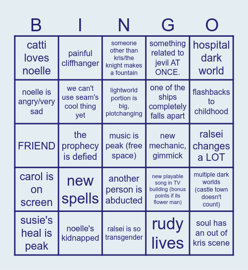ch6 bingo predictions Bingo Card