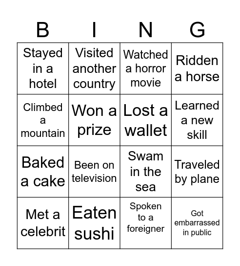 Lesson 10 Bingo Card