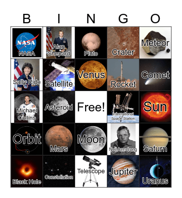 Space Themed BINGO Card