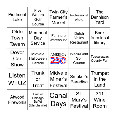 Tuscarawas County Bingo Card