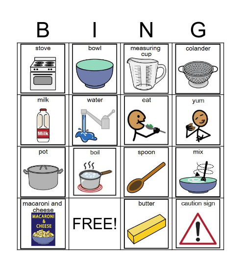 Stovetop Mac & Cheese Bingo Card