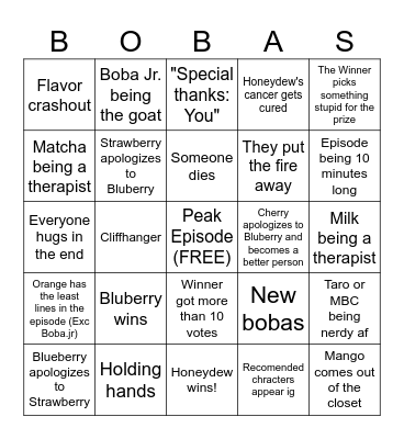 BOBA OVATION 12 BINGO Card