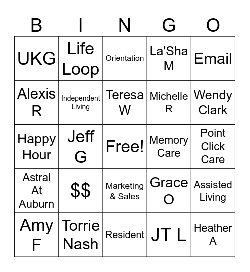 Astral At Franklin Bingo Card