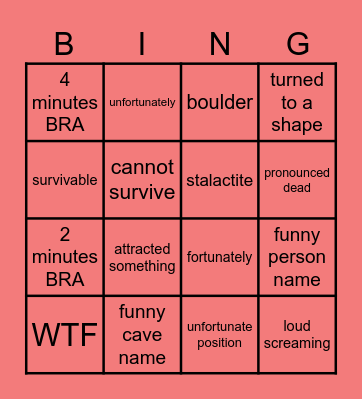 cave diving bingo Card