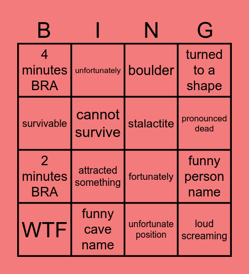 cave diving bingo Card