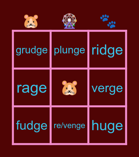 luc’s hamster bingo! Bingo Card