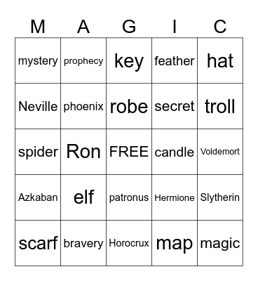Harry Potter BINGO Card