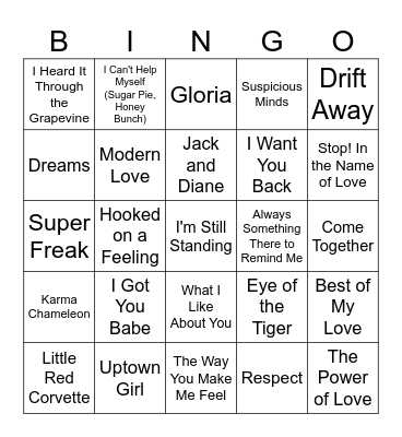 Music Singo #1 Bingo Card