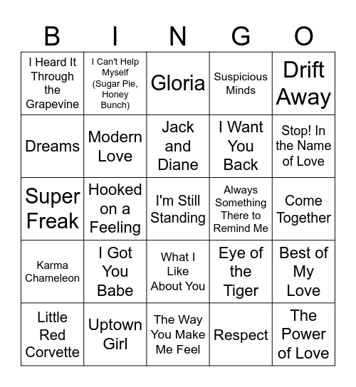 Music Singo #1 Bingo Card