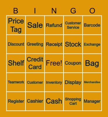 Retail Bingo!!!! Bingo Card