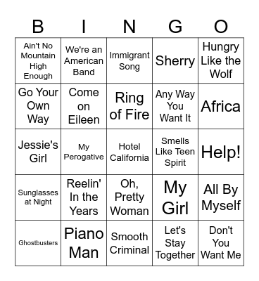 Music Singo #2 Bingo Card
