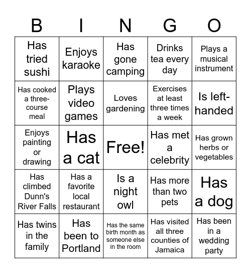 Team Bingo Card