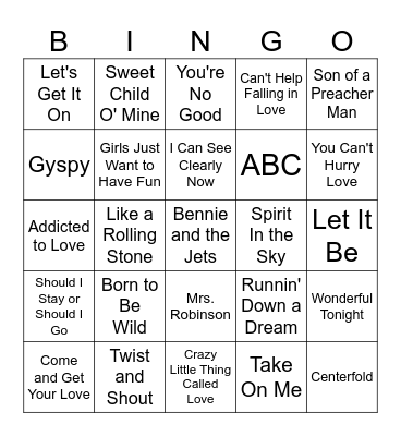 Music Singo #3 Bingo Card