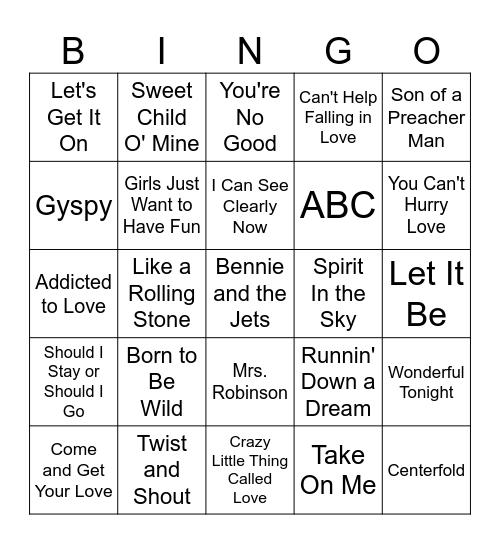 Music Singo #3 Bingo Card