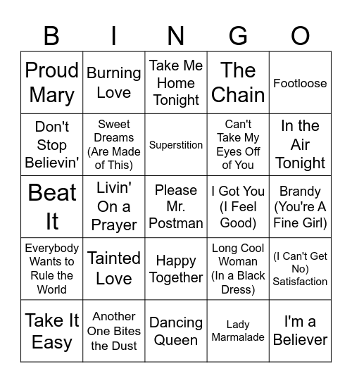 Music Singo #4 Bingo Card