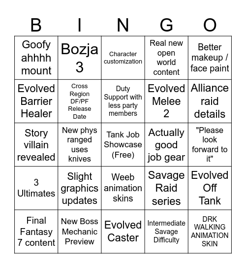 Fanfest EU Bingo Card