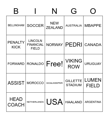 2026 WORLD CUP Bingo Card
