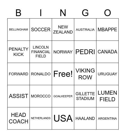 2026 WORLD CUP Bingo Card