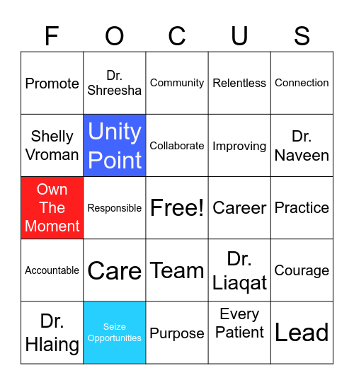 FOCUS WEEK Bingo Card