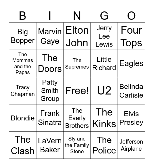 Who Sings It? (set 5) Bingo Card