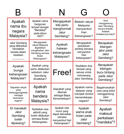DEMI TANAH AIRKU Bingo Card