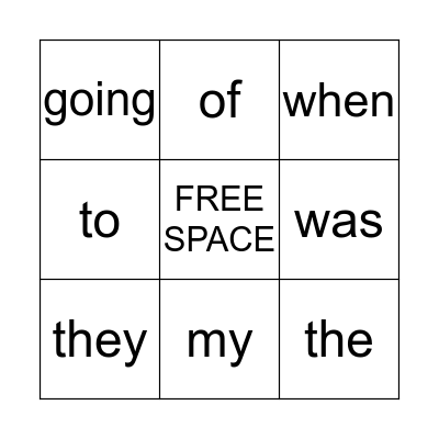 Spelling Words Bingo Card