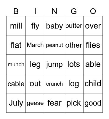 July ‘26 Bingo Card