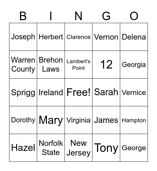 BREHON BINGO Card