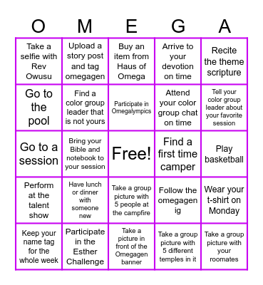 OMEGA GEN BINGO Card