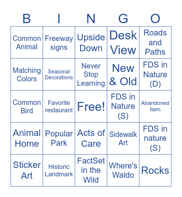 FactSet BinGO Outside Bingo Card