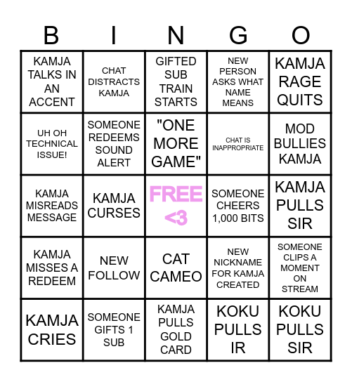 BAKEDKAMJA'S OVEN Bingo Card
