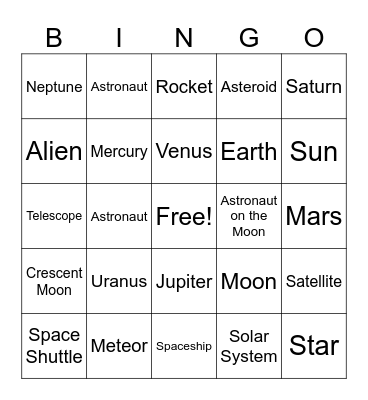 SPACE CAMP Bingo Card