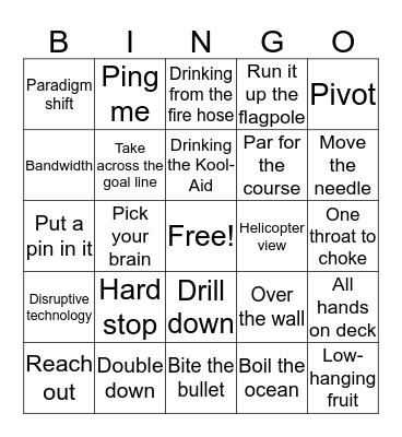 Buzzword Bingo Card