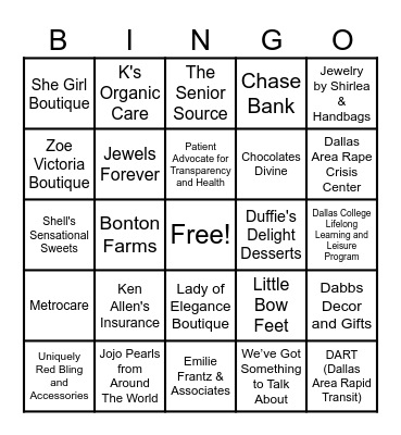 WLAA Vendor Convention Bingo Card