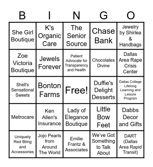 WLAA Vendor Convention Bingo Card
