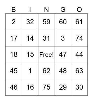 Blue Grass Plant Bingo Card