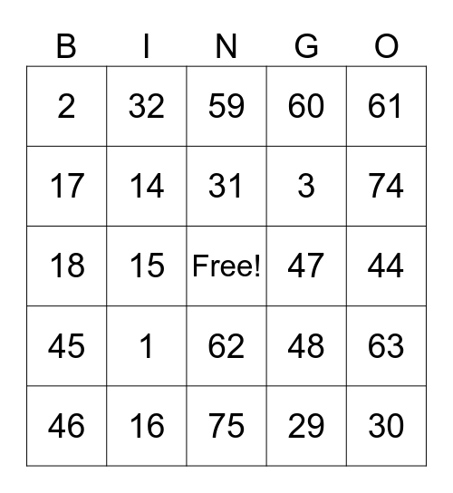 Blue Grass Plant Bingo Card