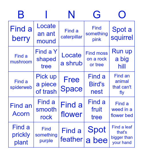 Nature Bingo! Bingo Card