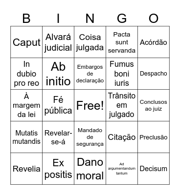 Bingo do Advogado Bingo Card