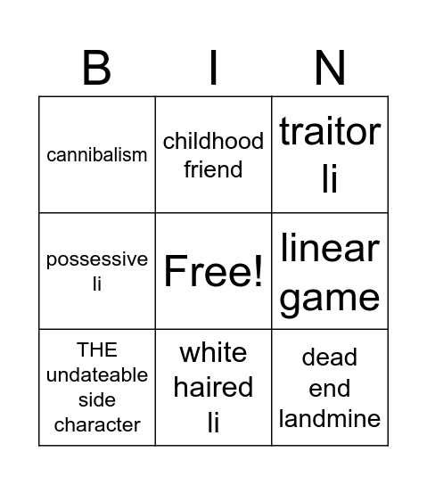 Voltage Bingo Card
