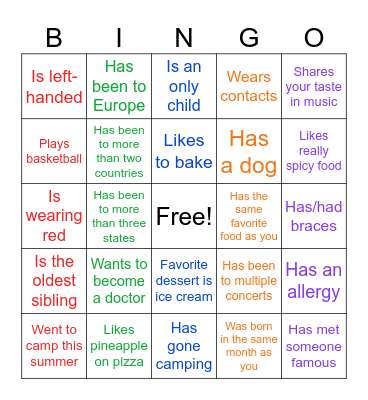 Icebreaker Bingo: Find Someone Who Bingo Card